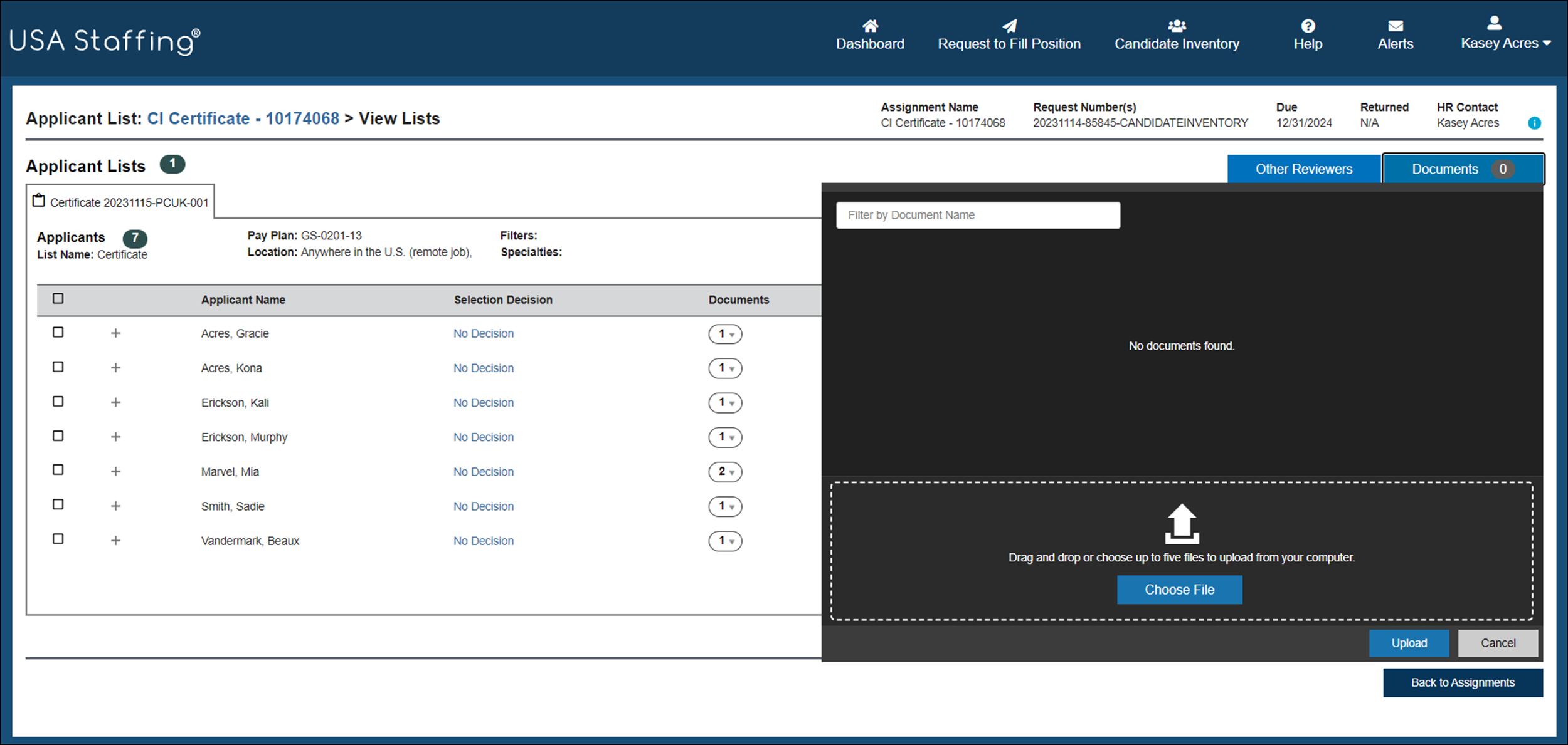 USA Staffing Applicant Listing