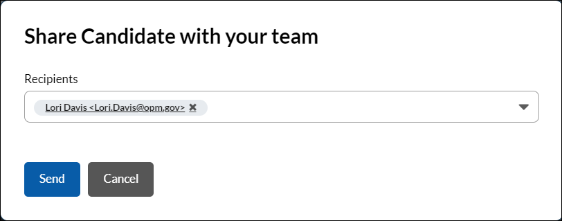 Share a candidate pop up
