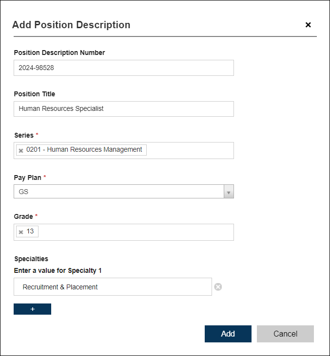 Request to Fill - Add Position Description manually
