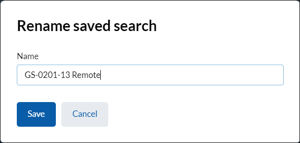 Rename saved search pop up